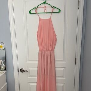 Pink Sleeveless Maxi Dress